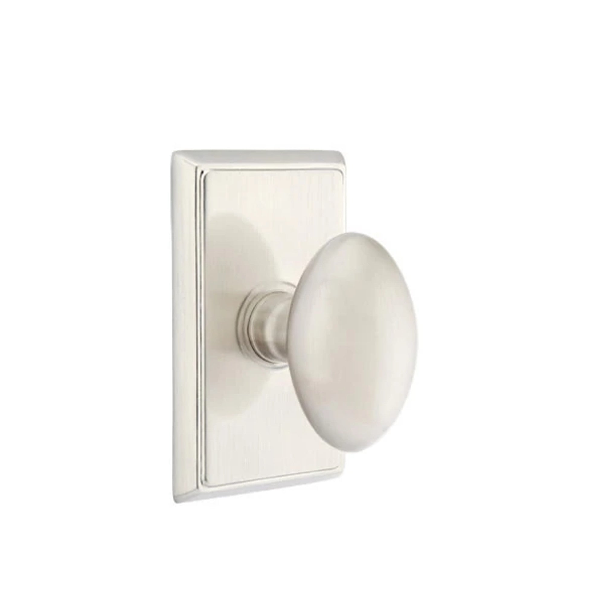 Emtek Egg Knob with Rectangular Rosette in Satin Nickel