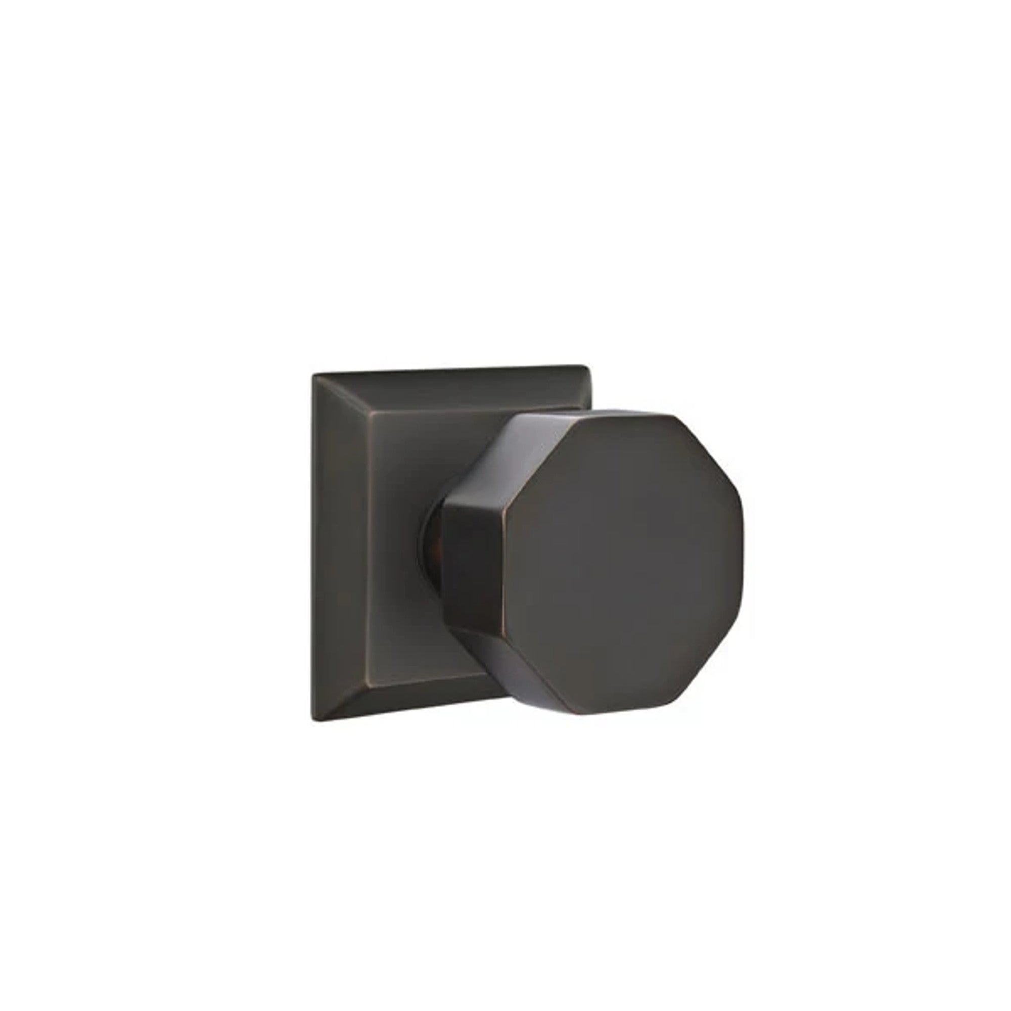 Emtek Octagon Knob with Quincy Rosette in Oil Rubbed Bronze