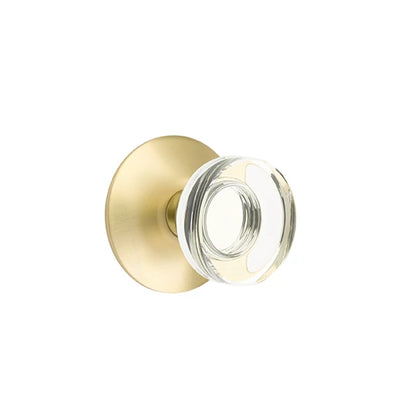 Emtek Modern Disc Glass Knob with Modern Rosette in Satin Brass
