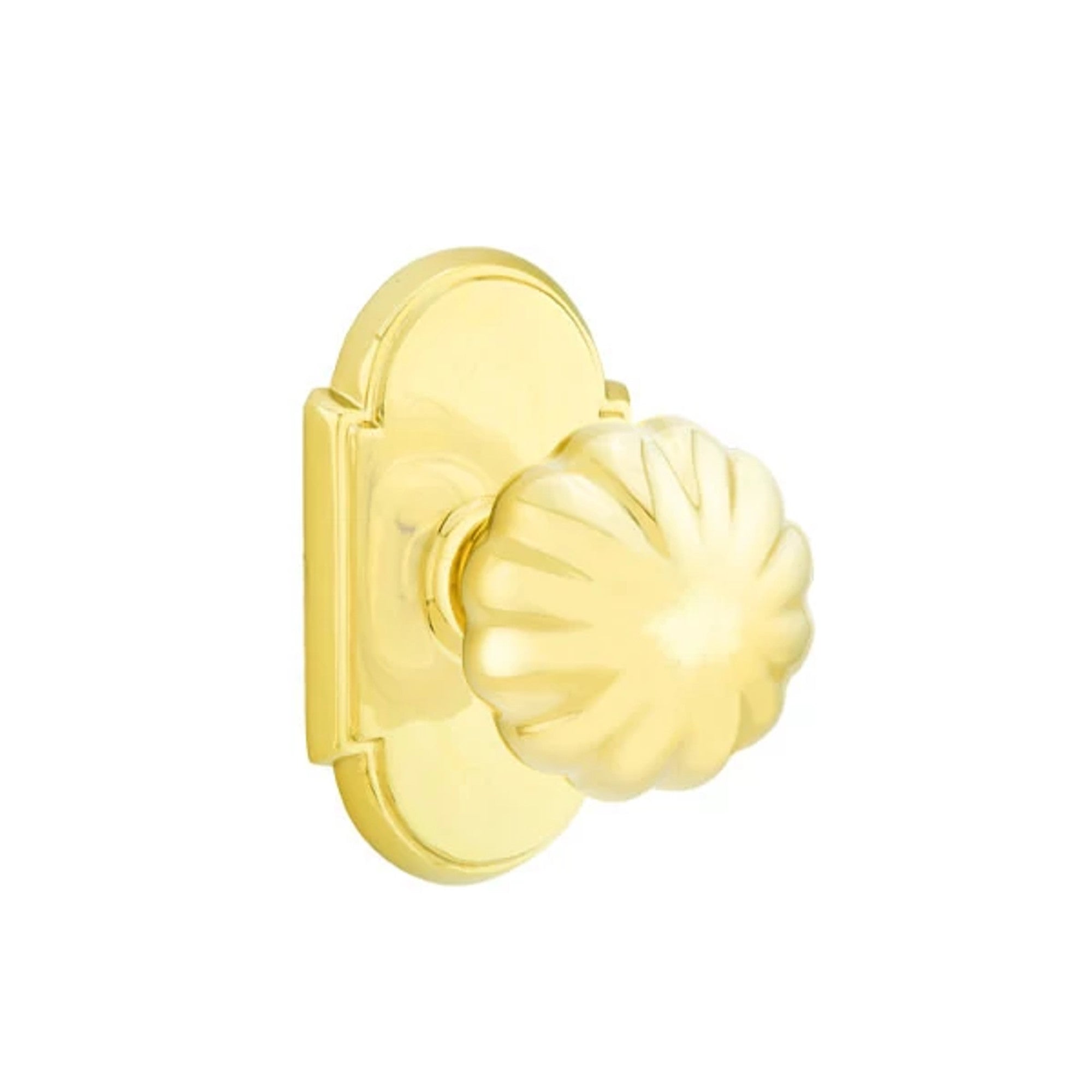 Emtek Melon Knob with #8 Rosette in Polished Brass