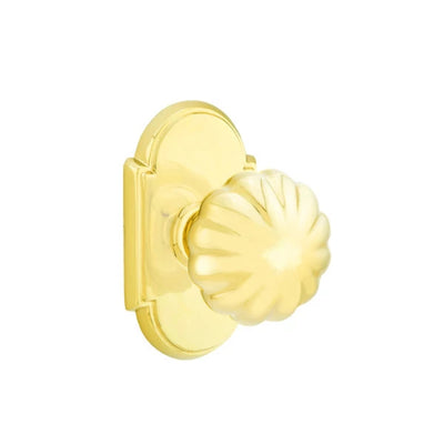 Emtek Melon Knob with #8 Rosette in Polished Brass