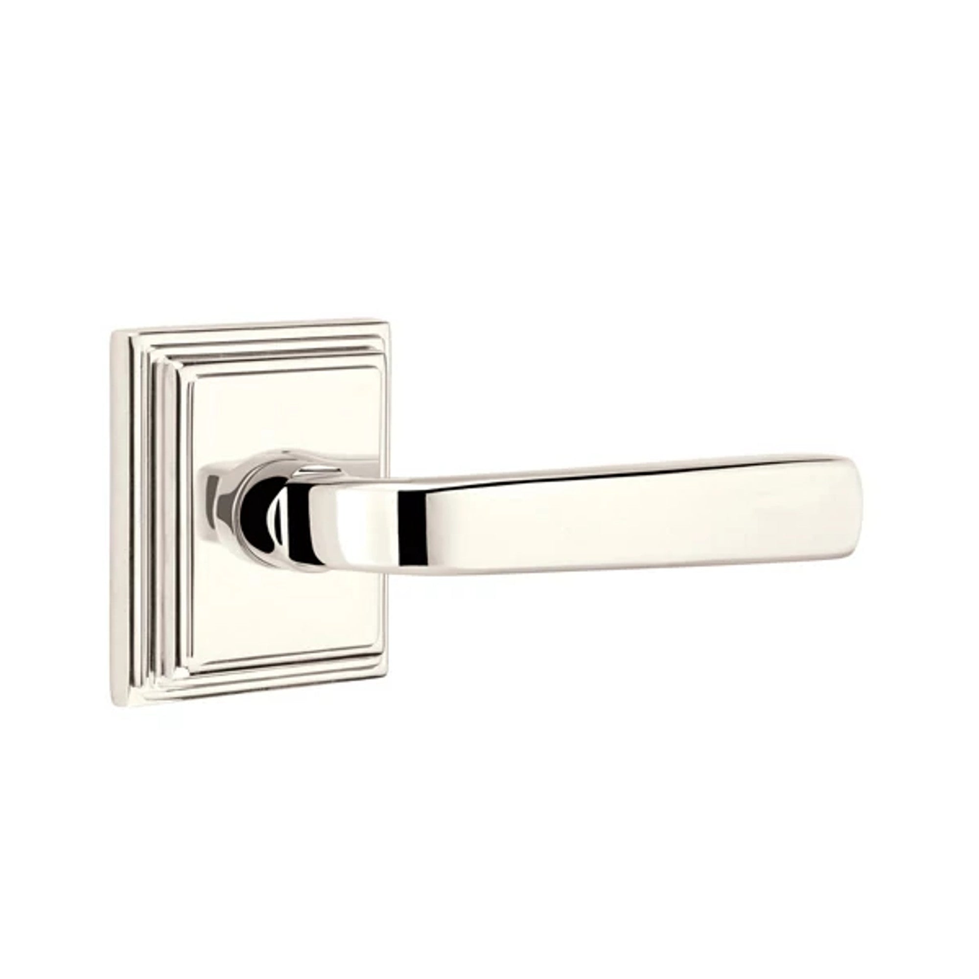 Emtek Sion Lever with Wilshire Rosette in Polished Nickel