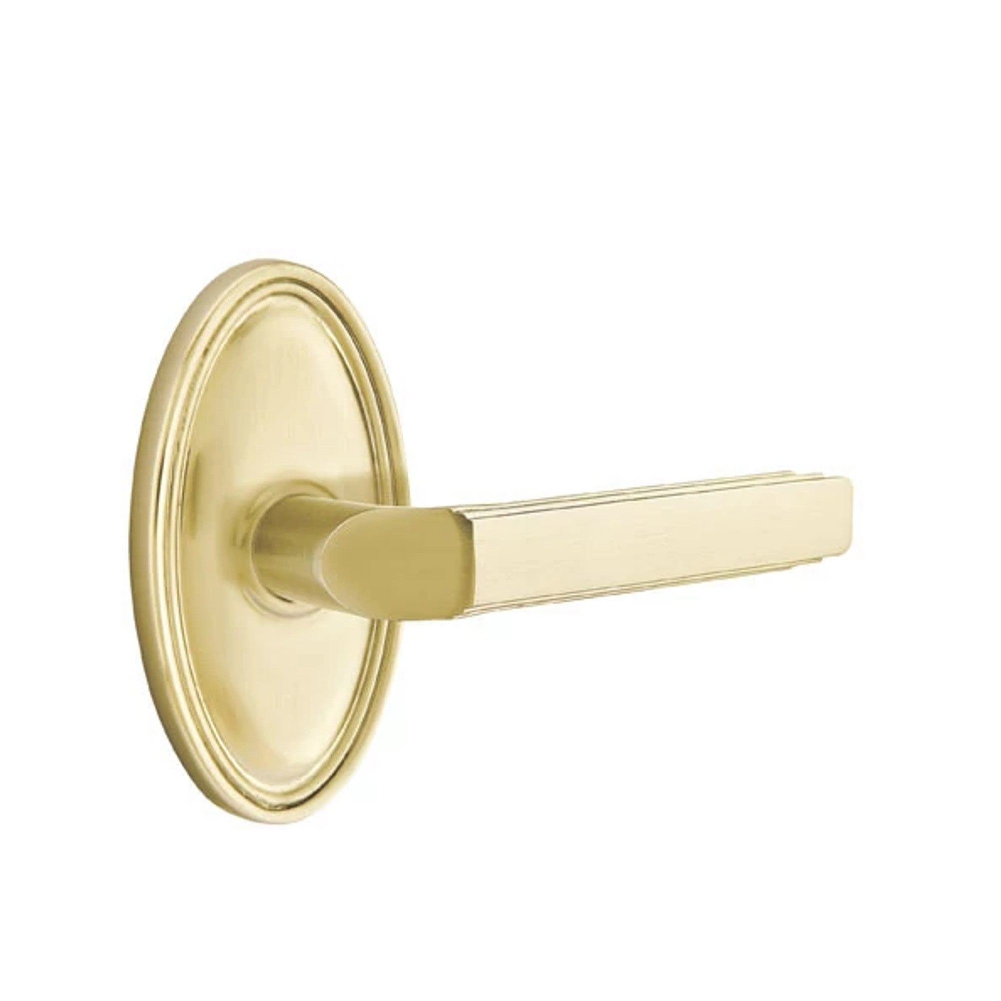 Emtek Milano Lever with Oval Rosette in Satin Brass