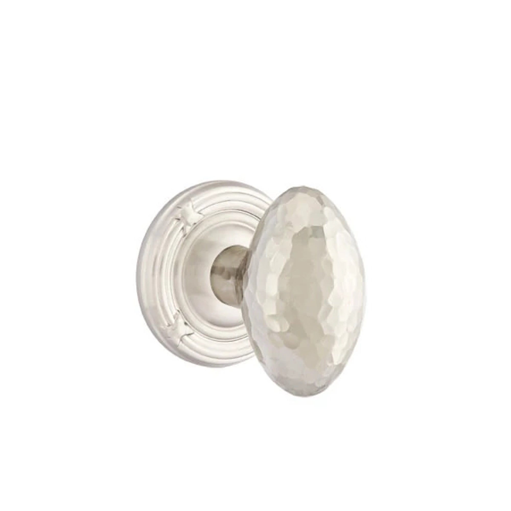 Emtek Hammered Egg Knob with Ribbon & Reed Rosette in Satin Nickel