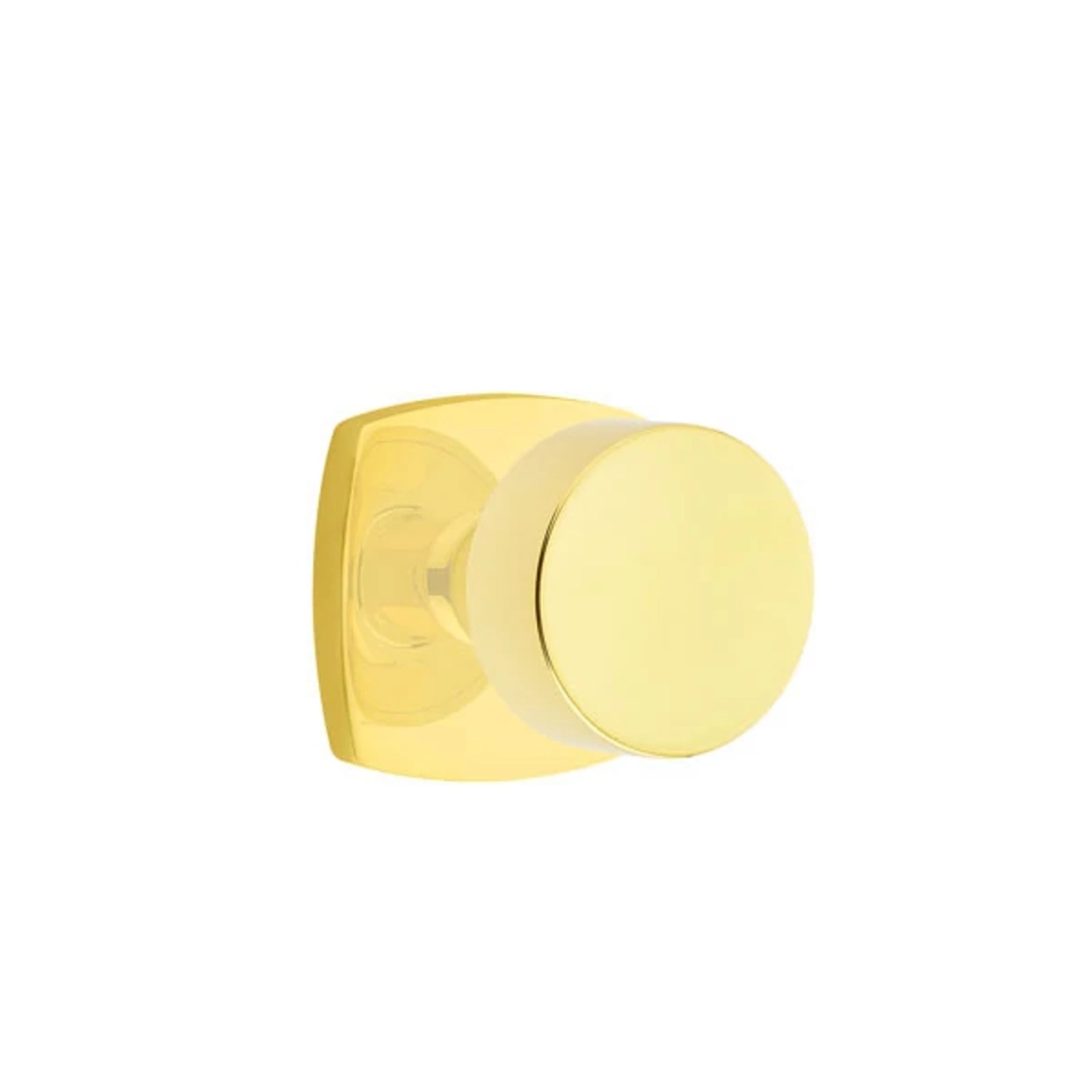 Emtek Round Knob with Urban Modern Rosette in Unlacquered Brass