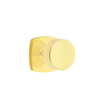 Emtek Round Knob with Urban Modern Rosette in Unlacquered Brass