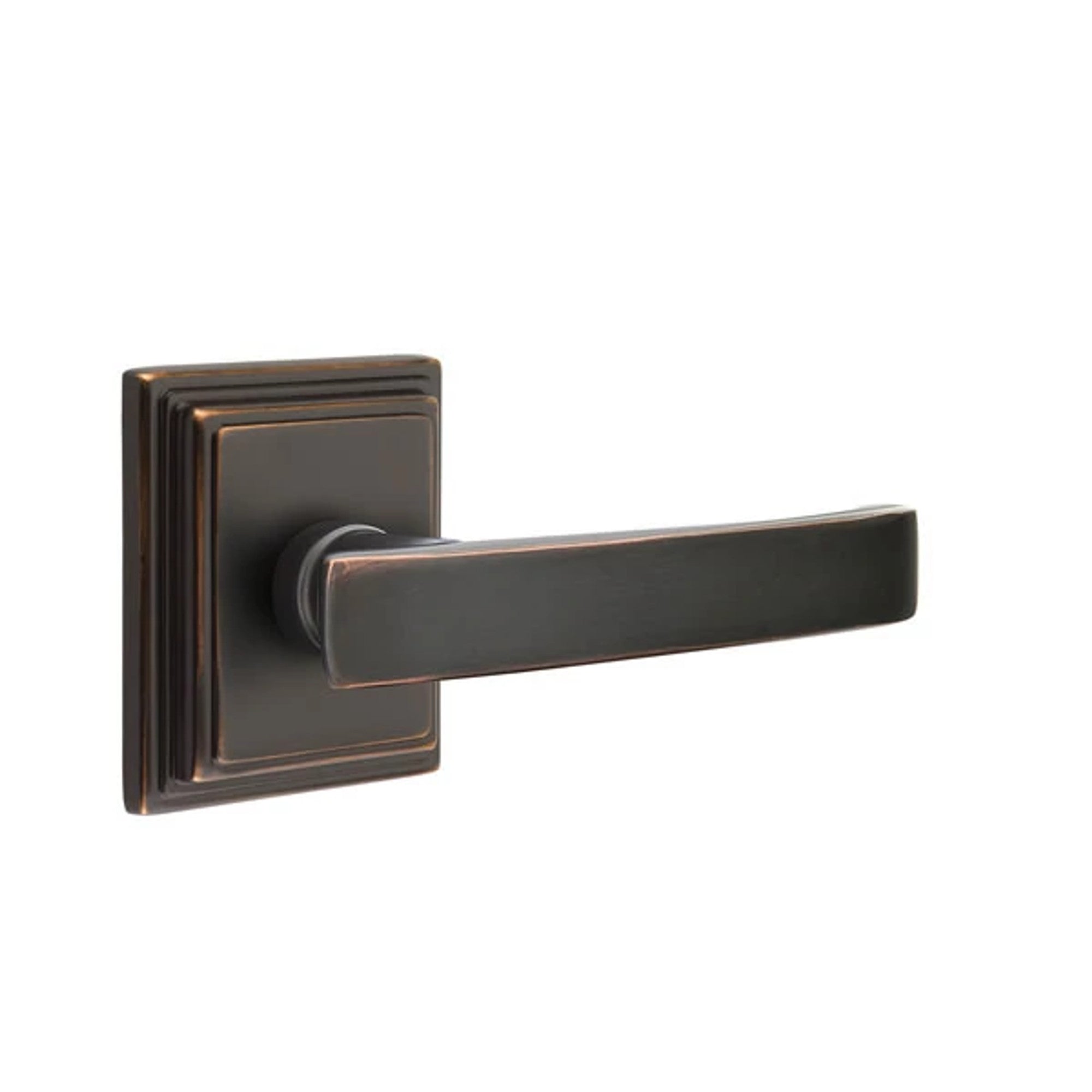 Emtek Geneva Lever with Wilshire Rosette in Oil Rubbed Bronze