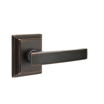 Emtek Geneva Lever with Wilshire Rosette in Oil Rubbed Bronze