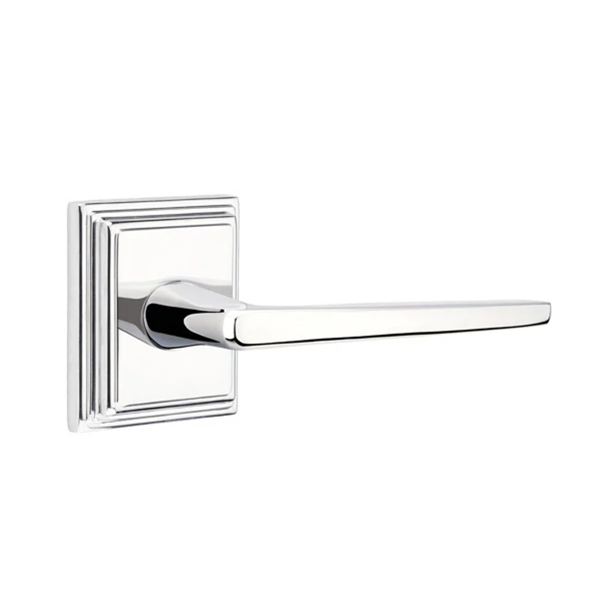 Emtek Hermes Lever with Wilshire Rosette in Polished Chrome