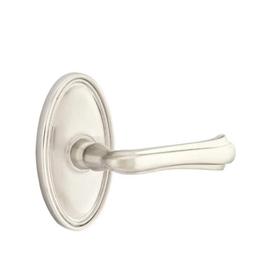 Emtek Wembley Lever with Oval Rosette in Satin Nickel