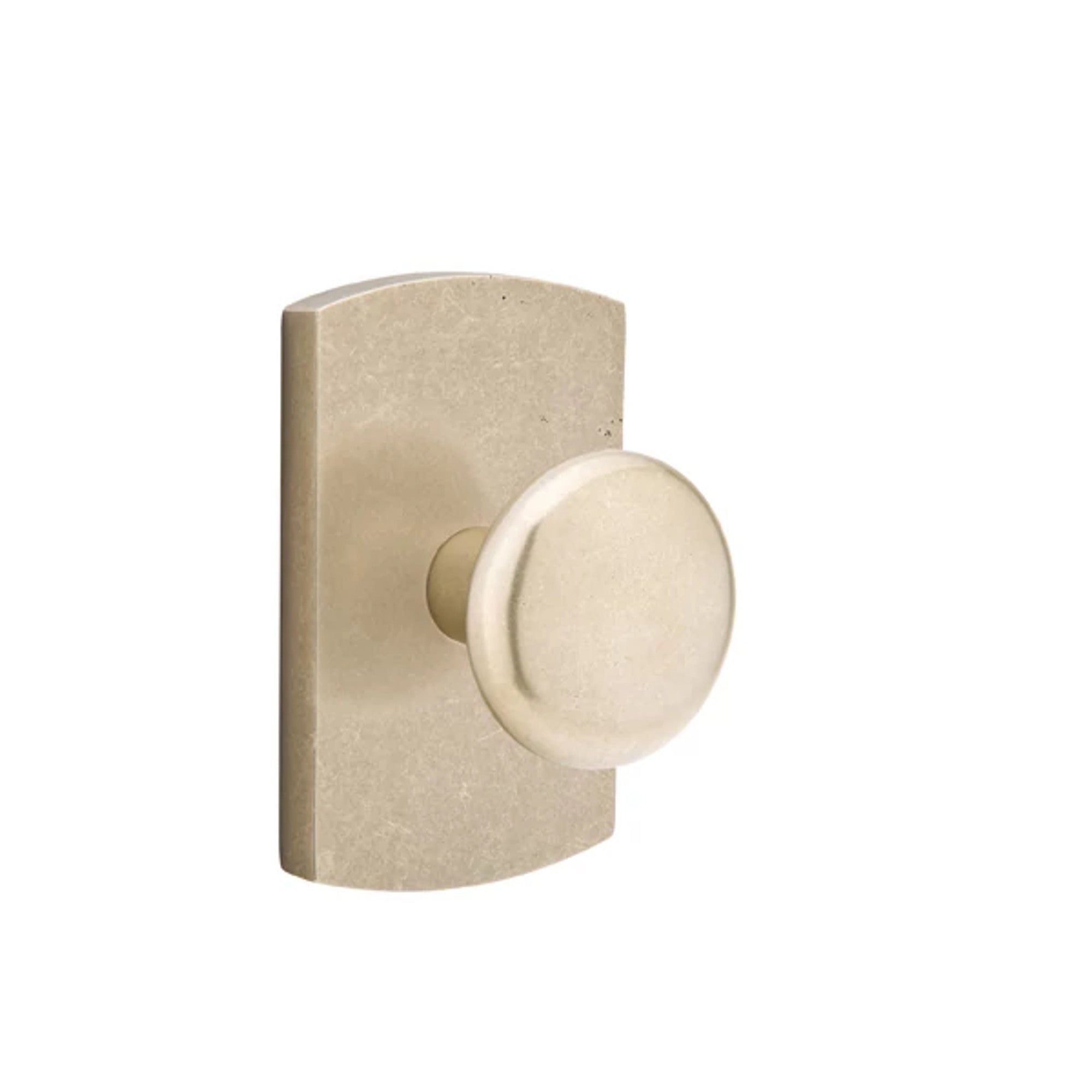 Emtek Winchester Knob with #4 Rosette in Tumbled White Bronze