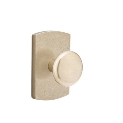 Emtek Winchester Knob with #4 Rosette in Tumbled White Bronze