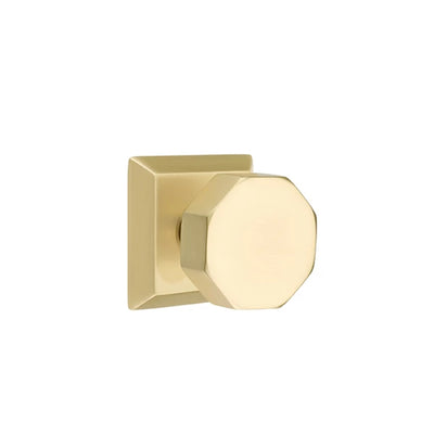 Emtek Octagon Knob with Quincy Rosette in Satin Brass