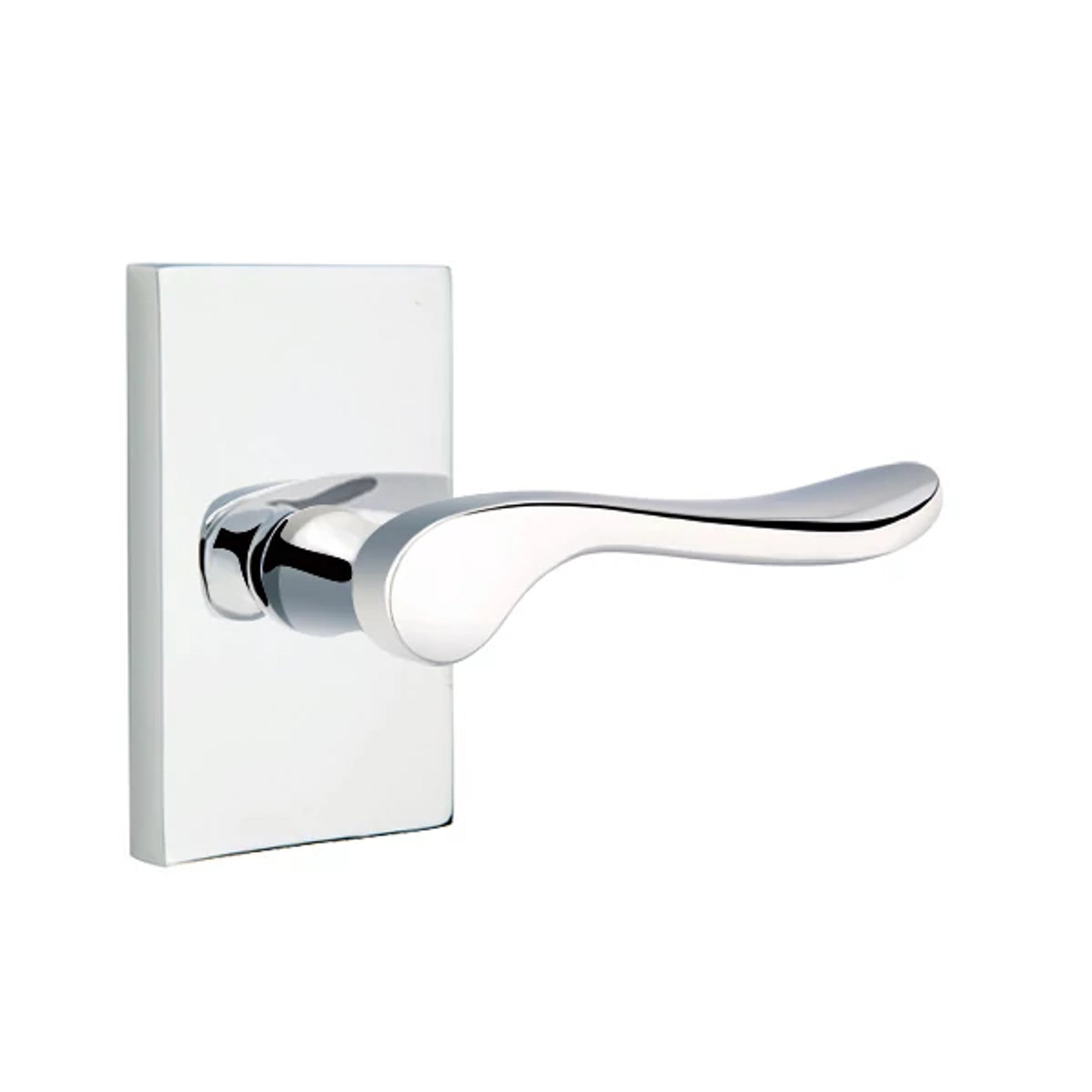 Emtek Luzern Lever with Modern Rectangular Rosette in Polished Chrome