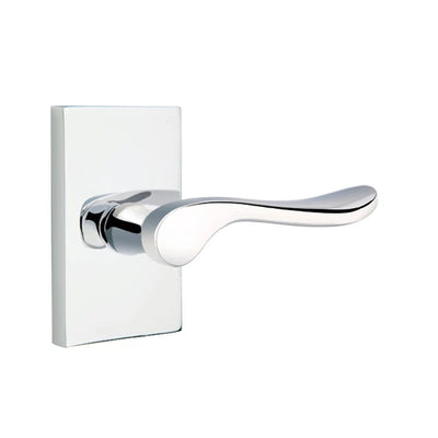 Emtek Luzern Lever with Modern Rectangular Rosette in Polished Chrome
