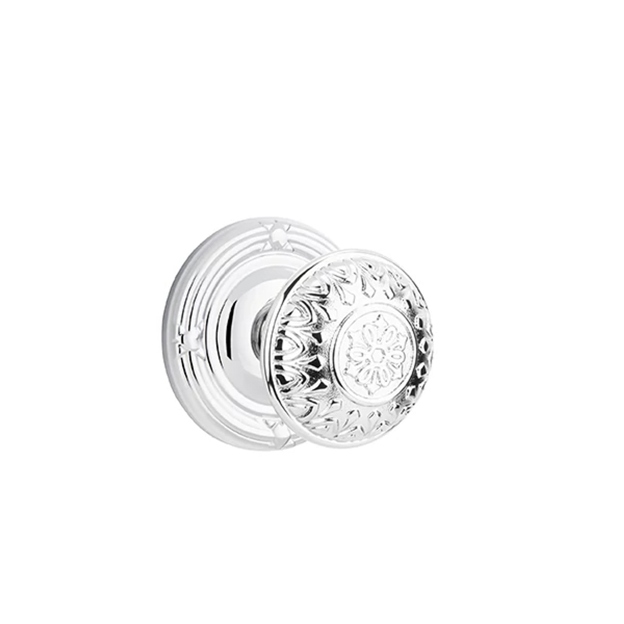 Emtek Lancaster Knob with Ribbon & Reed Rosette in Polished Chrome
