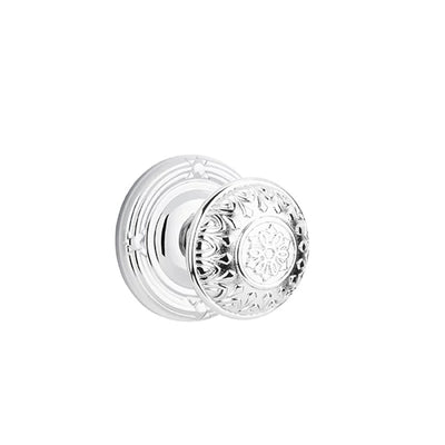 Emtek Lancaster Knob with Ribbon & Reed Rosette in Polished Chrome