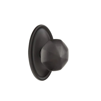 Emtek Bronze Octagon Knob with #14 Rosette in Flat Black Bronze