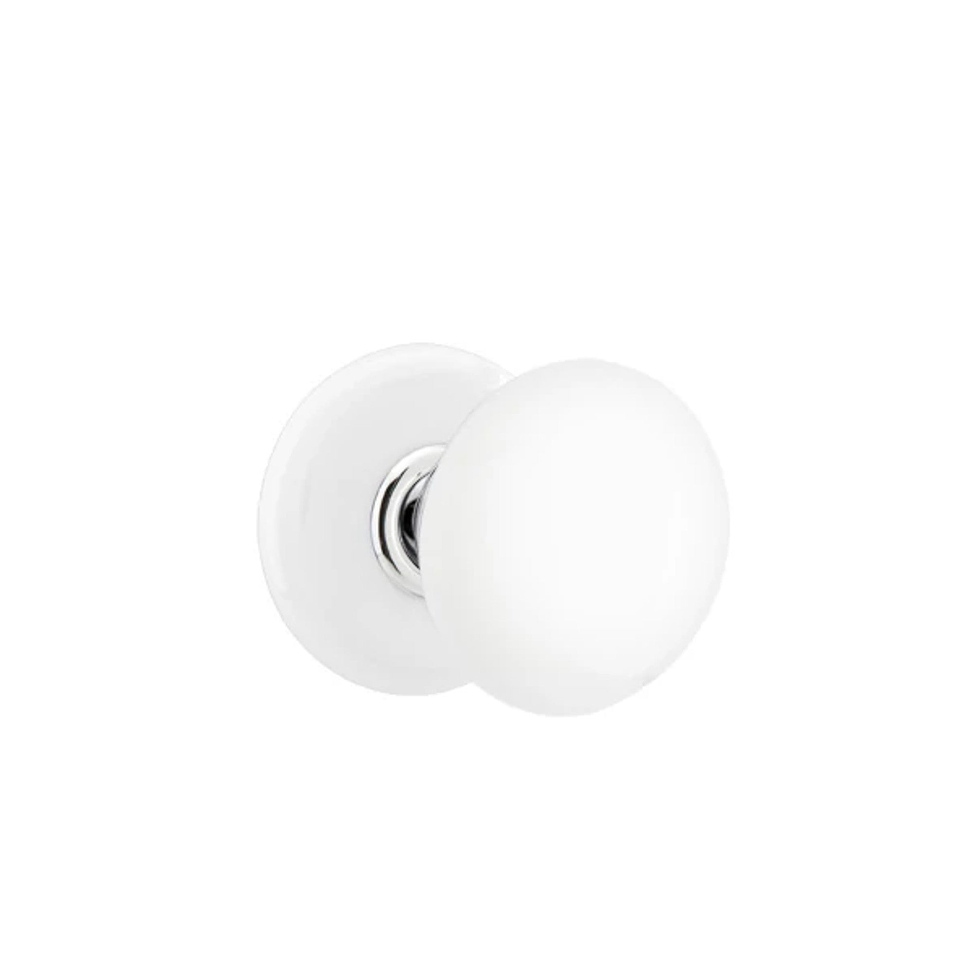 Emtek Ice White Knob with Porcelain Rosette in Polished Chrome