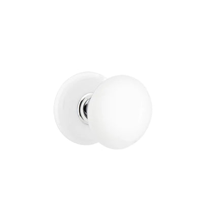 Emtek Ice White Knob with Porcelain Rosette in Polished Chrome