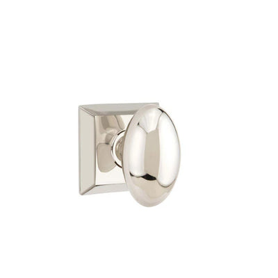 Emtek Egg Knob with Quincy Rosette in Polished Nickel