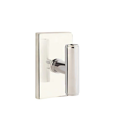 Emtek Ace Knob with Modern Rectangular Rosette in Polished Nickel