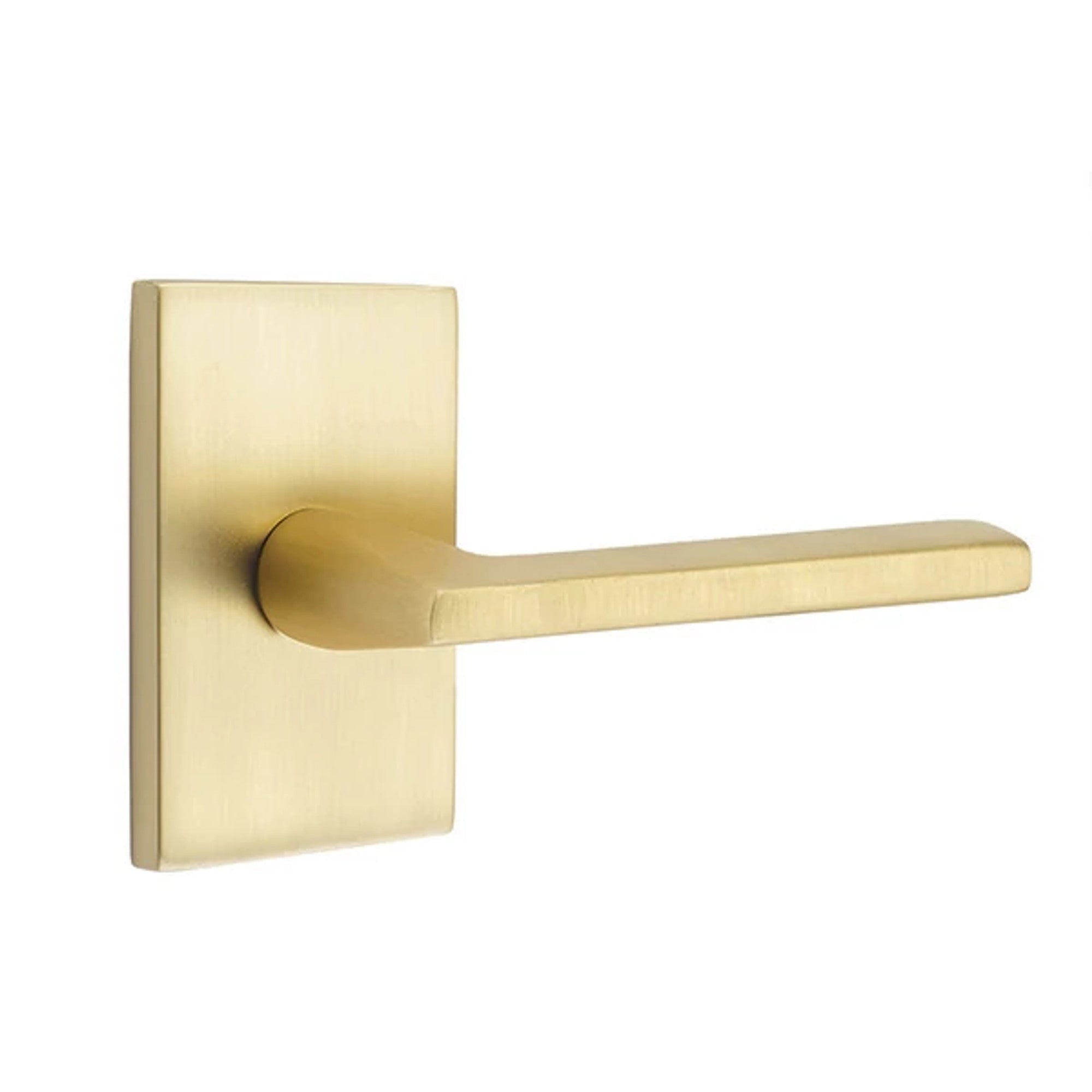 Emtek Helios Lever with Modern Rectangular Rosette in Satin Brass