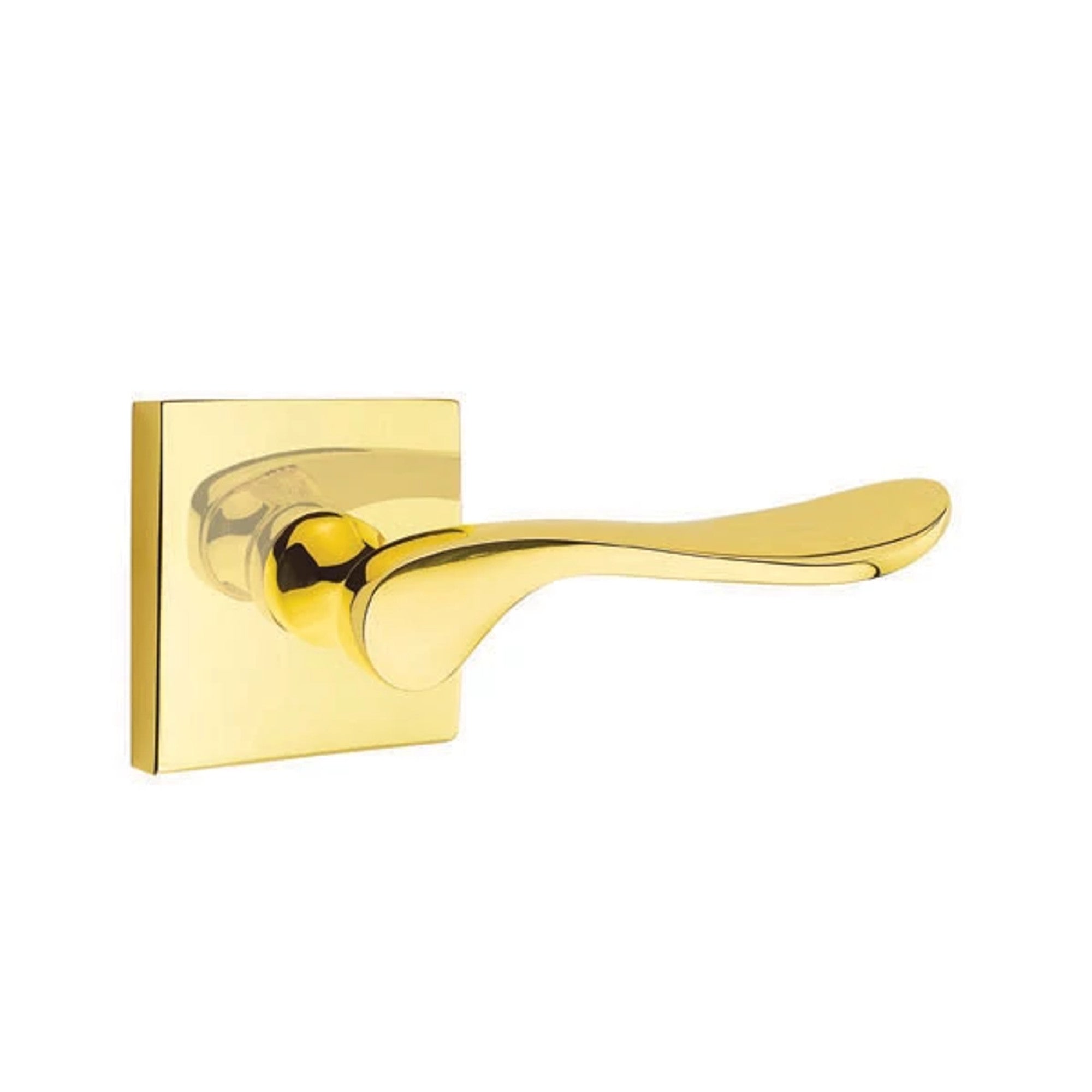 Emtek Luzern Lever with Square Rosette in Unlacquered Brass