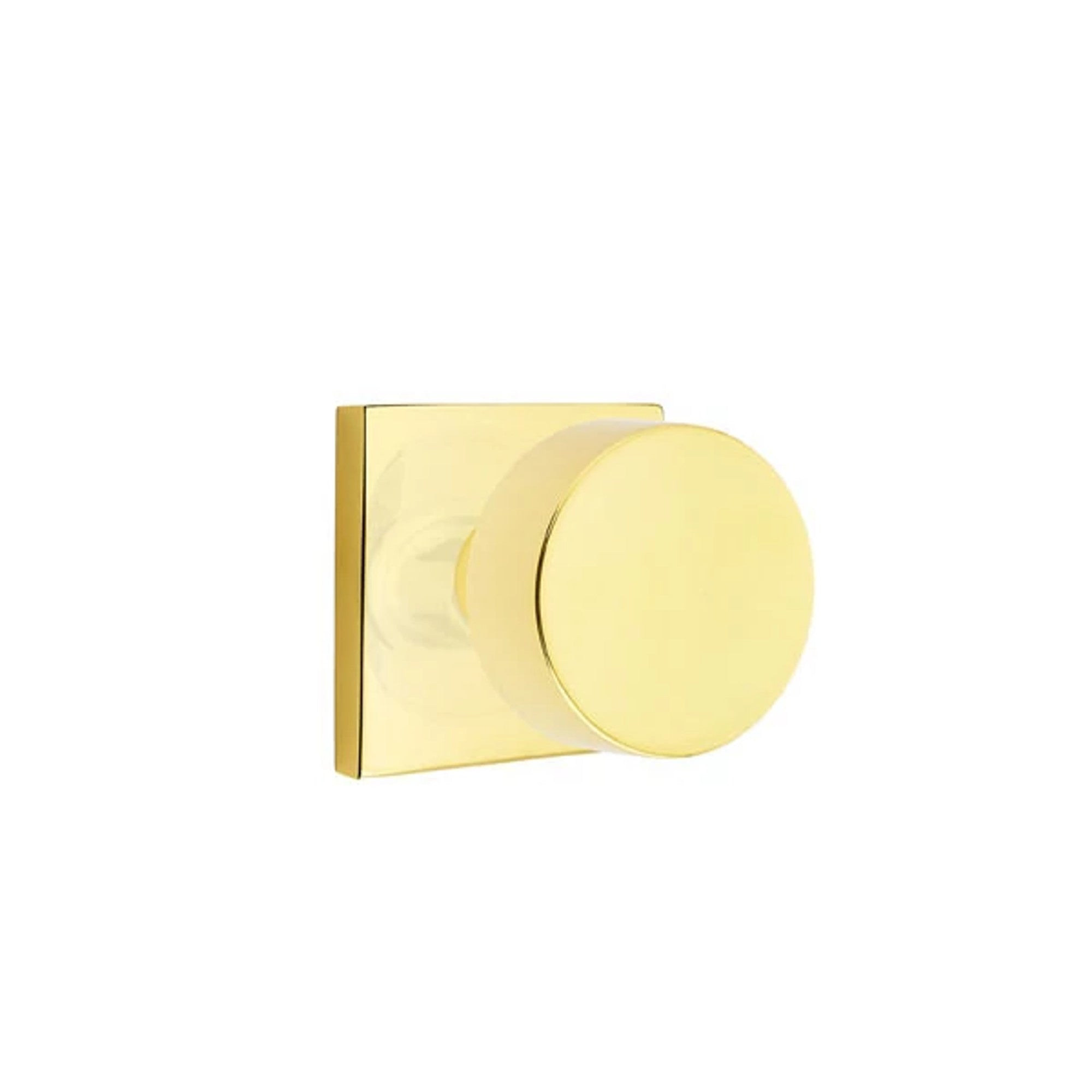 Emtek Round Knob with Square Rosette in Unlacquered Brass