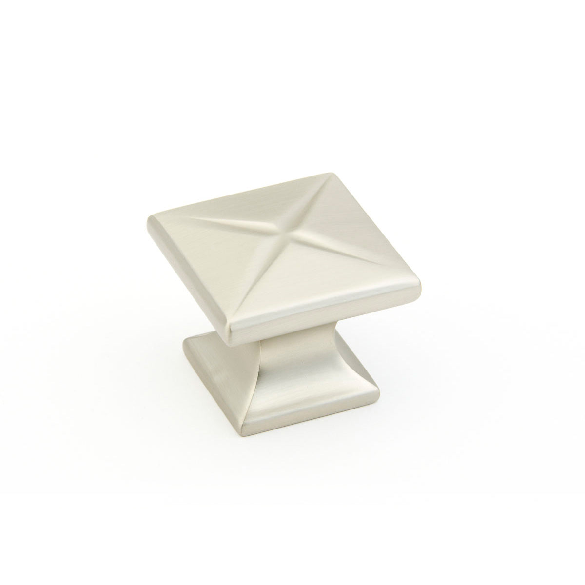 Schaub Northport Square Base 1-3/8" Square Knob in Satin Nickel