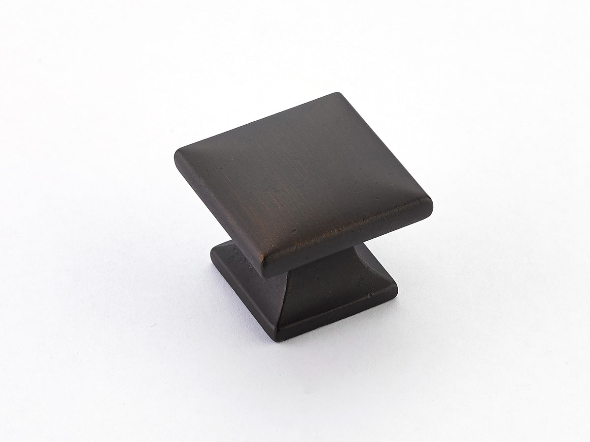 Schaub Northport Square Base 1-3/8" Smooth Square Knob in Ancient Bronze