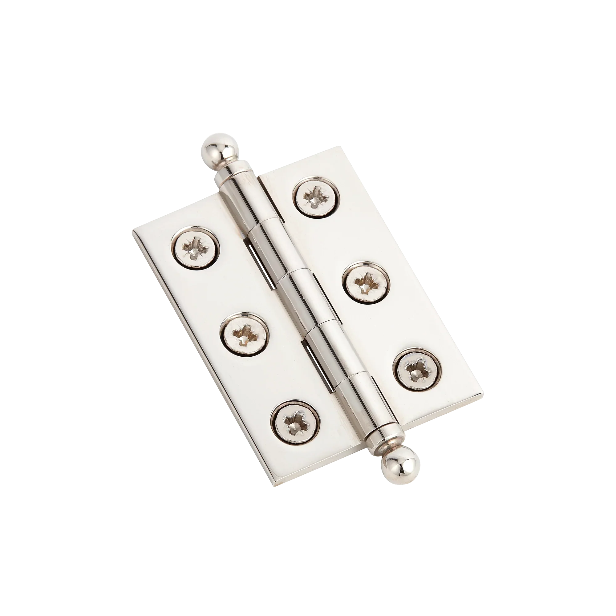 Armac Martin 2300 (Pair of) Brass Hinge with Ball Finials and Pozi Screws in 50mm / Polished Nickel Plate