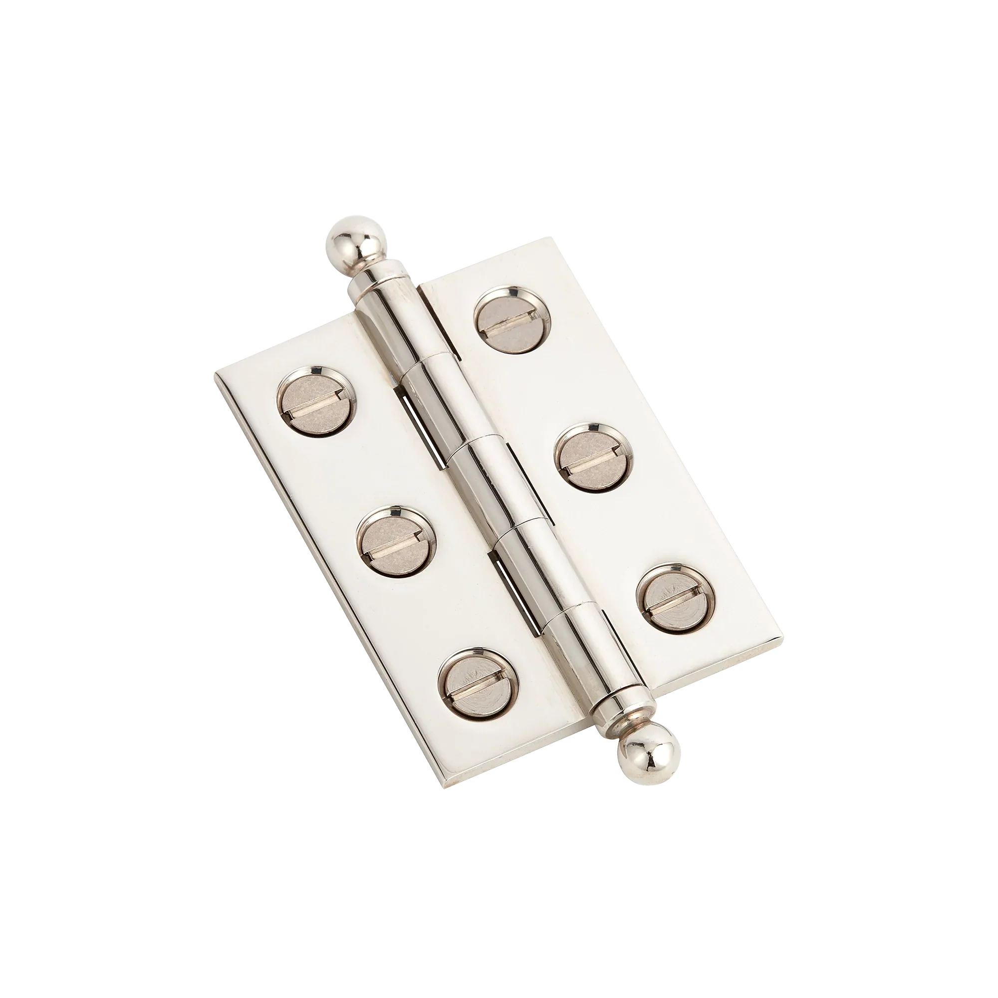Armac Martin 2300 (Pair of) Brass Hinge with Ball Finials and Slotted Screws in 50mm / Polished Nickel Plate