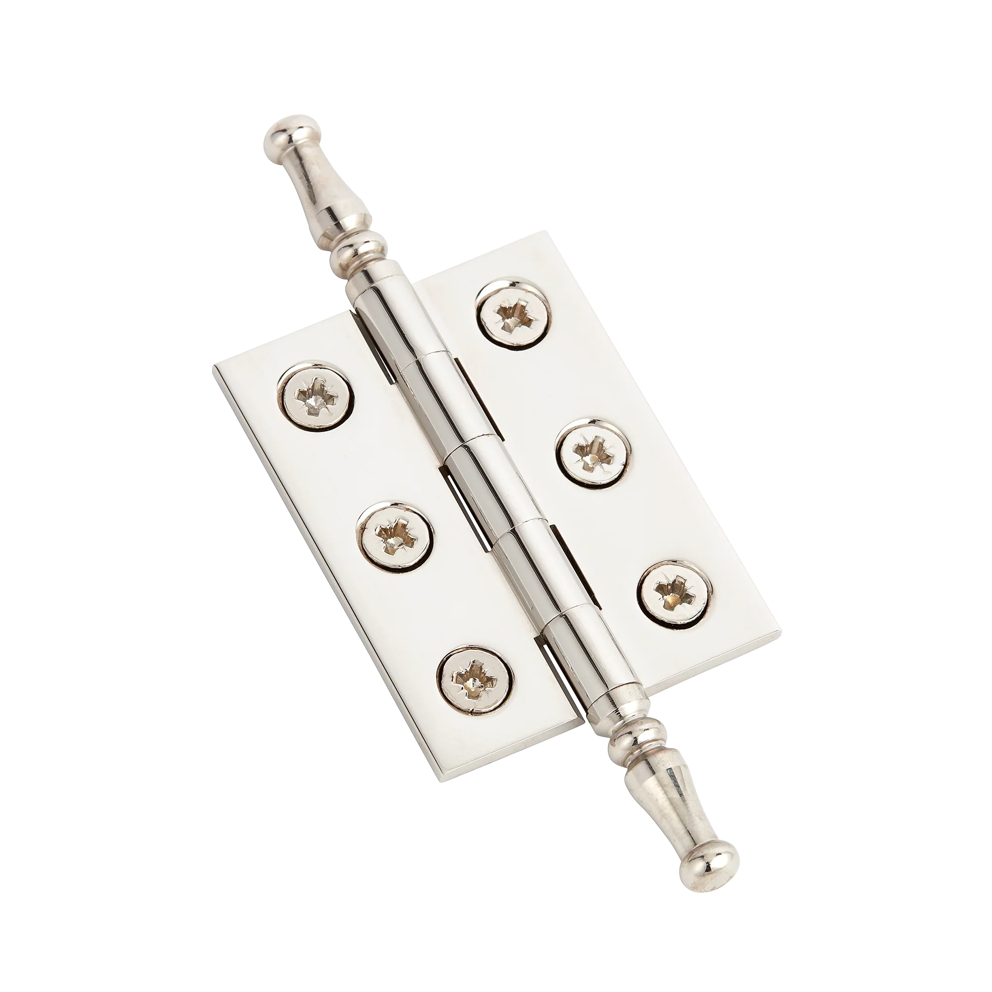 Armac Martin 2300 (Pair of) Brass Hinge with Steeple Finials and Pozi Screws in 50mm / Polished Nickel Plate