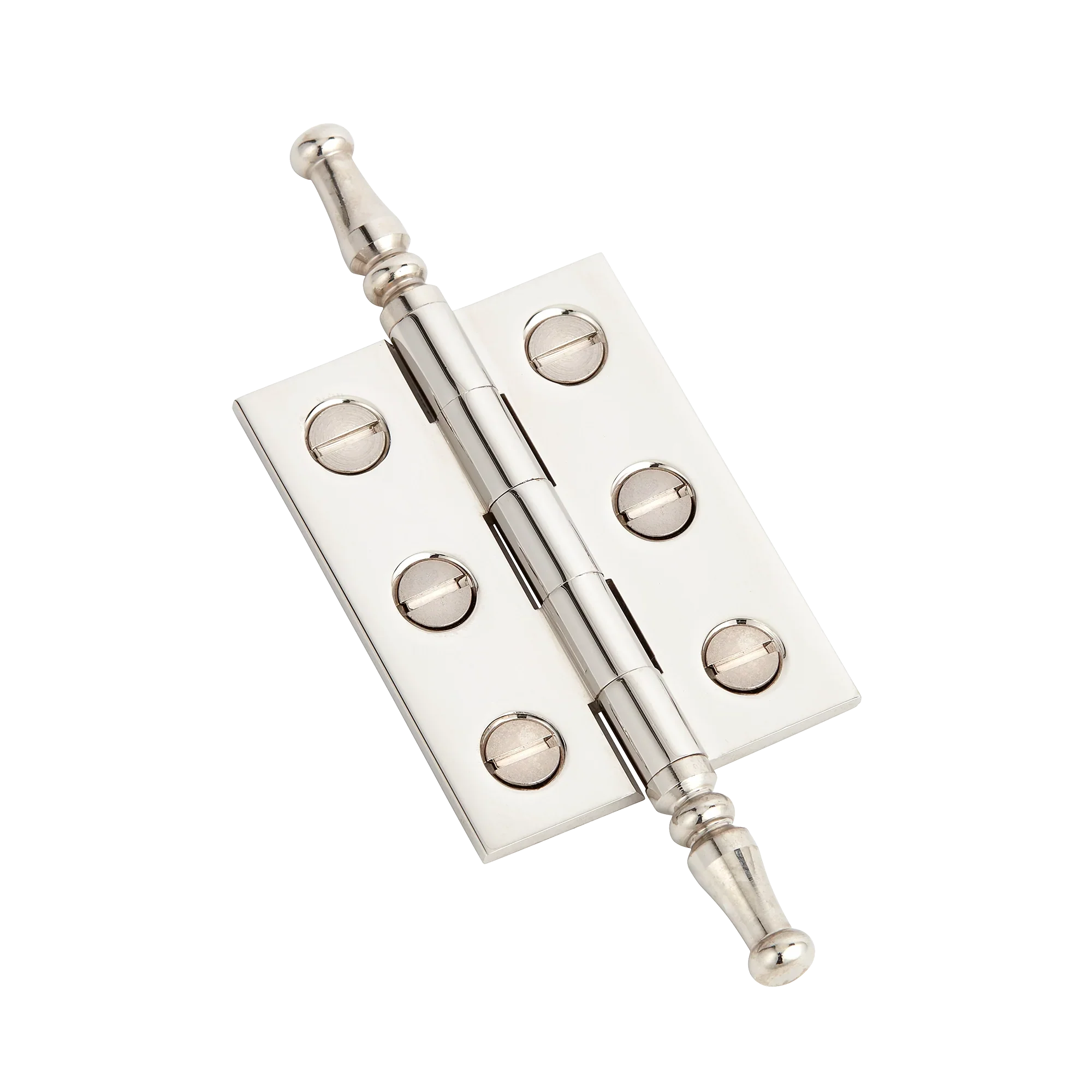 Armac Martin 2300 (Pair of) Brass Hinge with Steeple Finials and Slotted Screws in 50mm / Polished Nickel Plate
