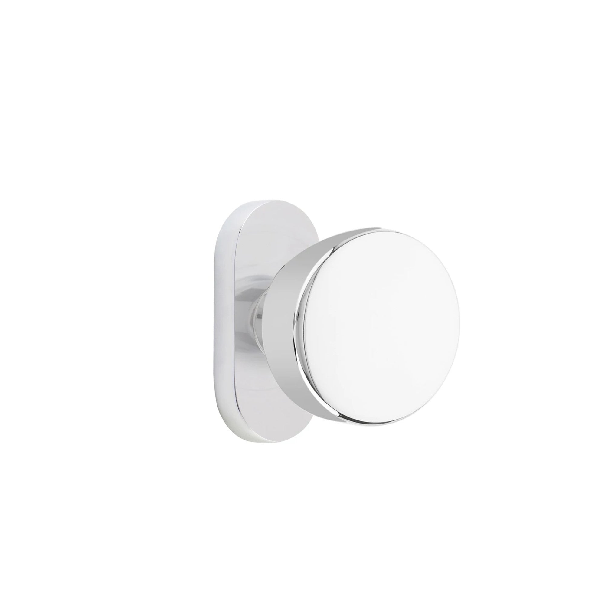 Emtek Laurent Knob with Oval Stretto 1-1/2" x 3" in Polished Chrome
