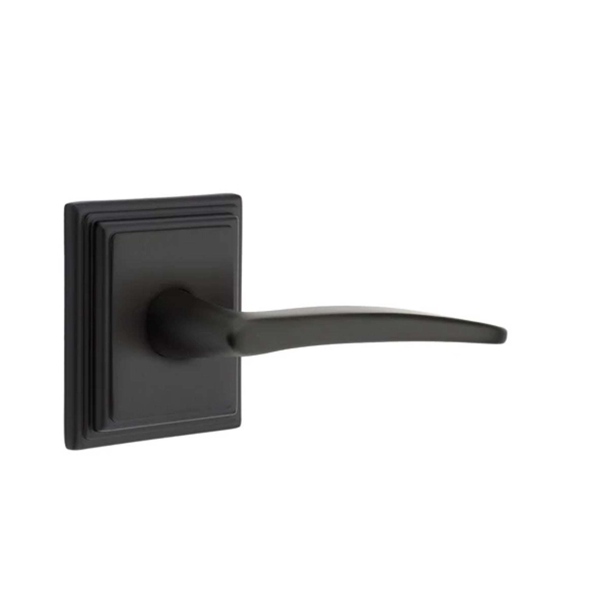 Emtek Poseidon Lever with Wilshire Rosette in Flat Black