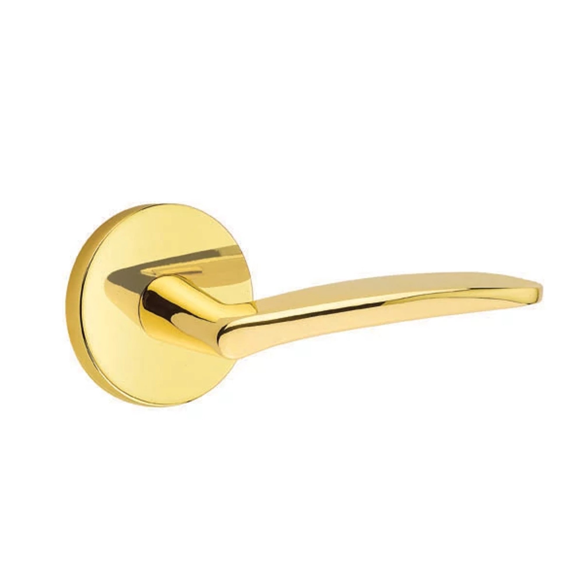 Emtek Poseidon Lever with Disk Rosette in Unlacquered Brass