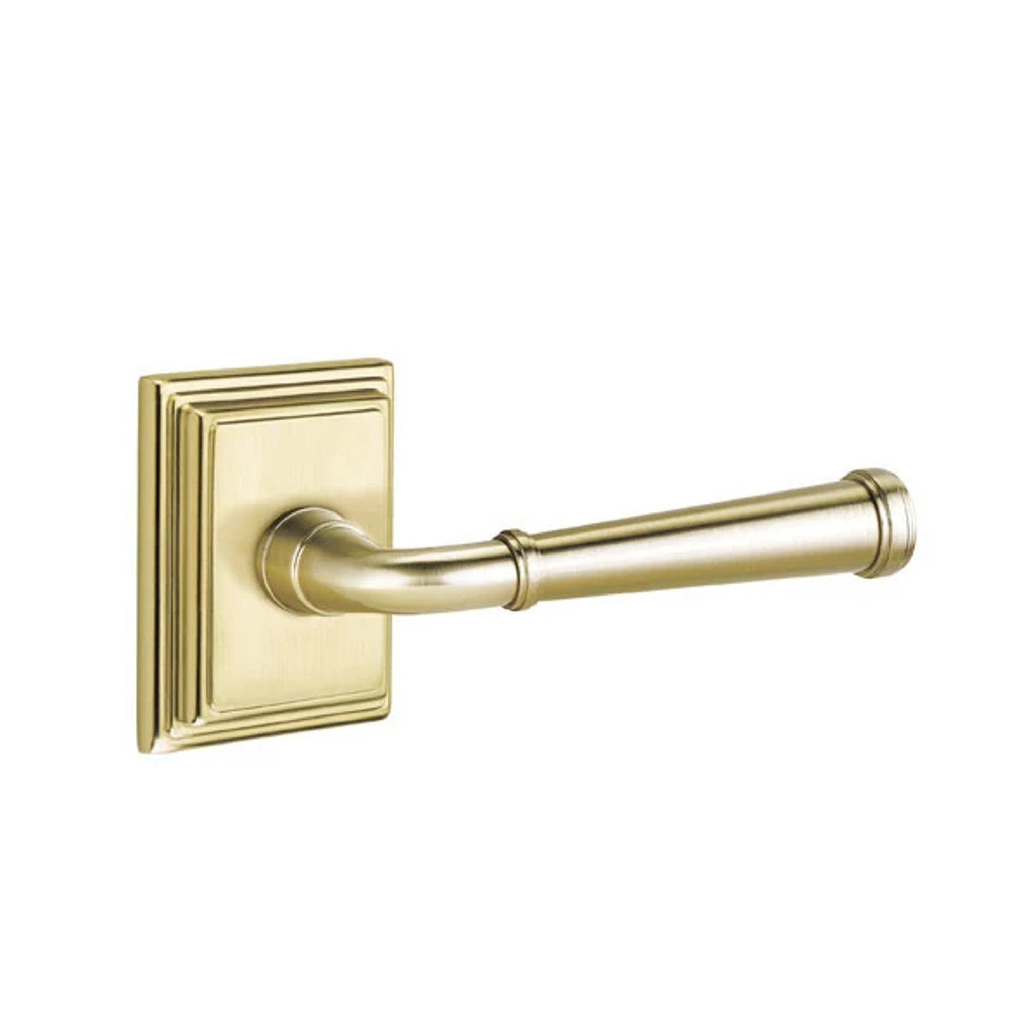 Emtek Merrimack Lever with Wilshire Rosette in Satin Brass