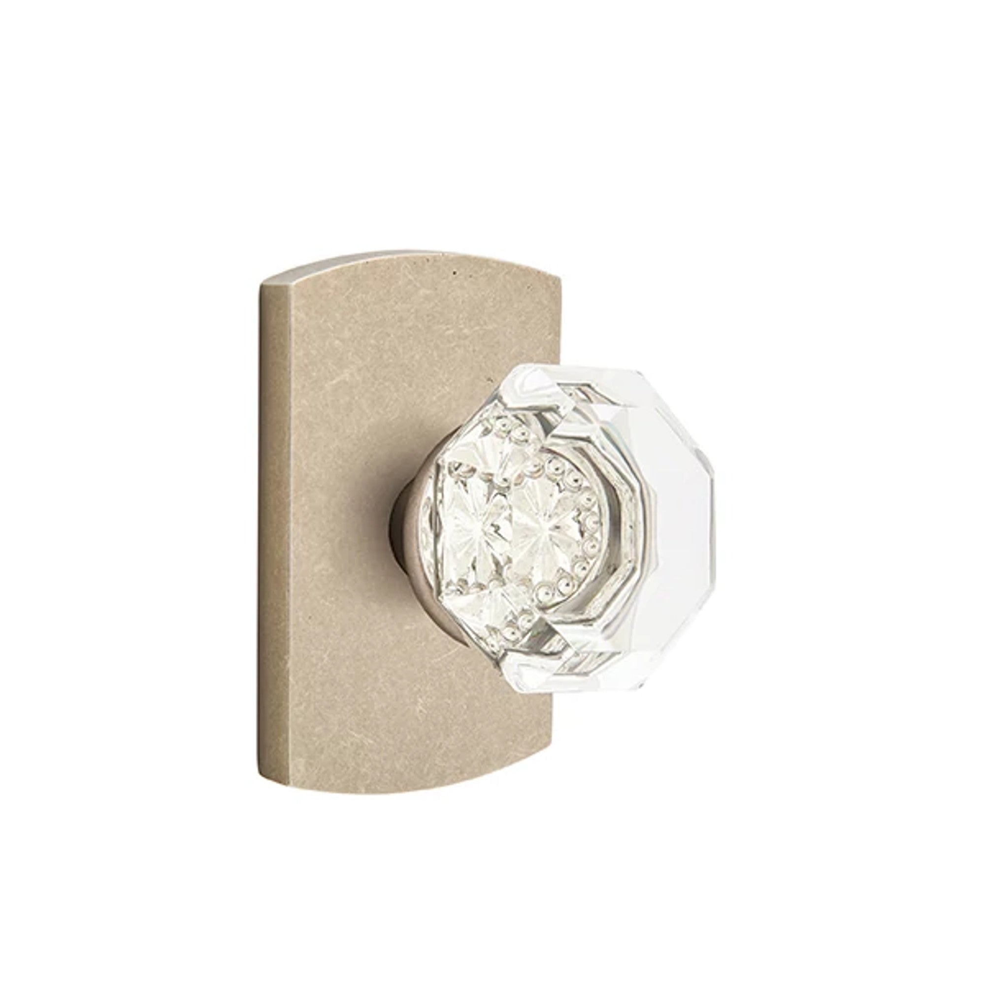Emtek Old Town Knob with #4 Rosette in Tumbled White Bronze