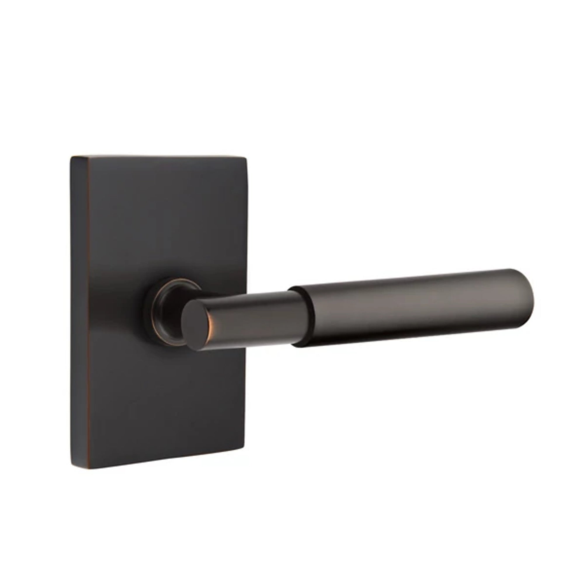 Emtek Myles Lever with Modern Rectangular Rosette in Oil Rubbed Bronze