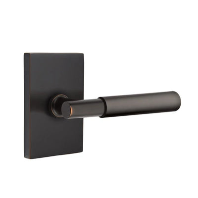 Emtek Myles Lever with Modern Rectangular Rosette in Oil Rubbed Bronze