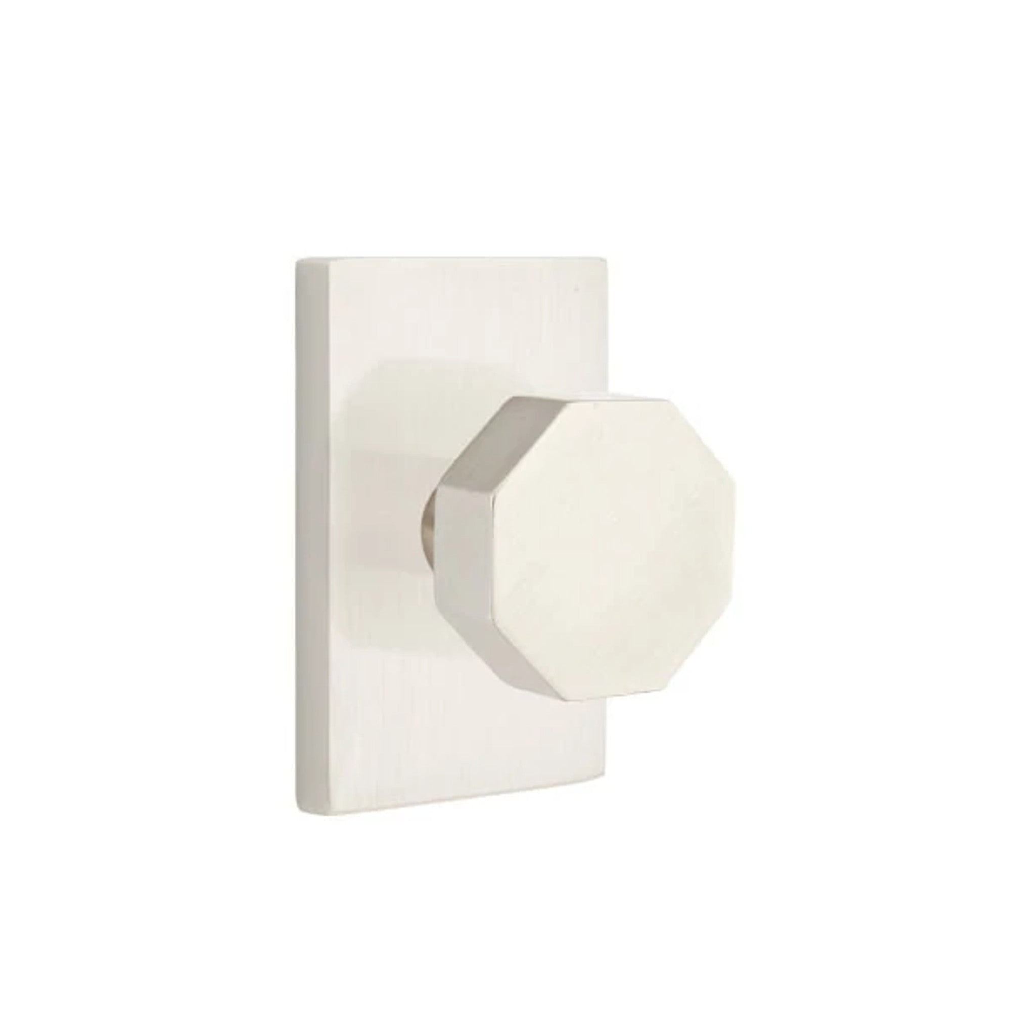 Emtek Octagon Knob with Modern Rectangular Rosette in Satin Nickel