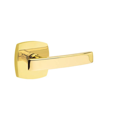 Emtek Geneva Lever with Urban Modern Rosette in Unlacquered Brass