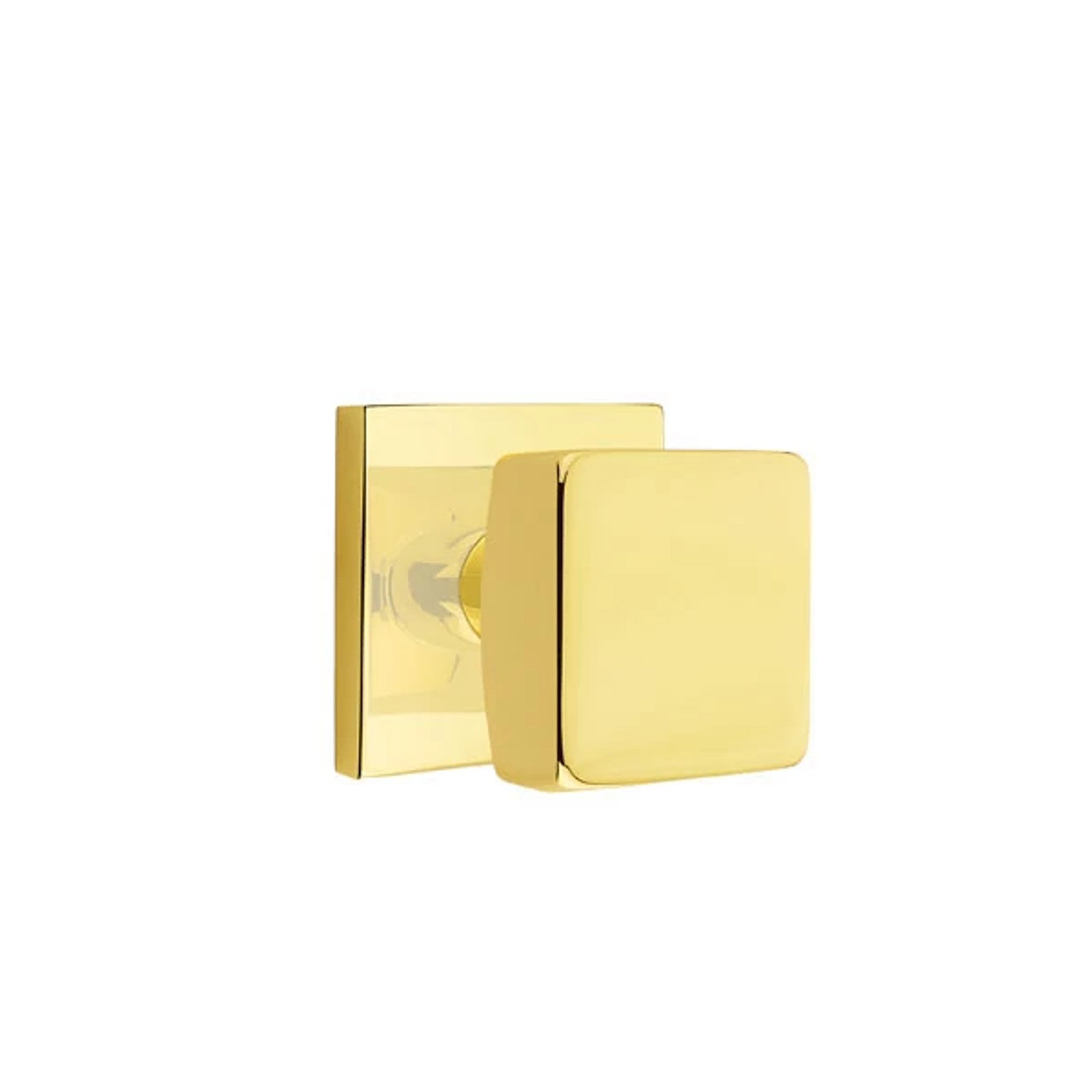 Emtek Square Knob with Square Rosette in Unlacquered Brass