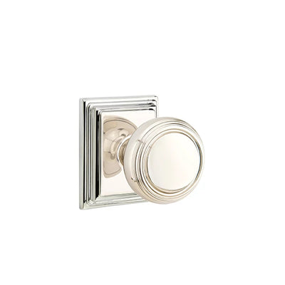 Emtek Norwich Knob with Wilshire Rosette in Polished Nickel