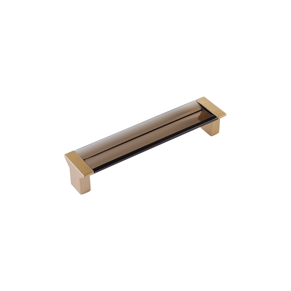 Schaub Positano 5-1/16" C-C Pull in Signature Satin Brass with Smoke Glass