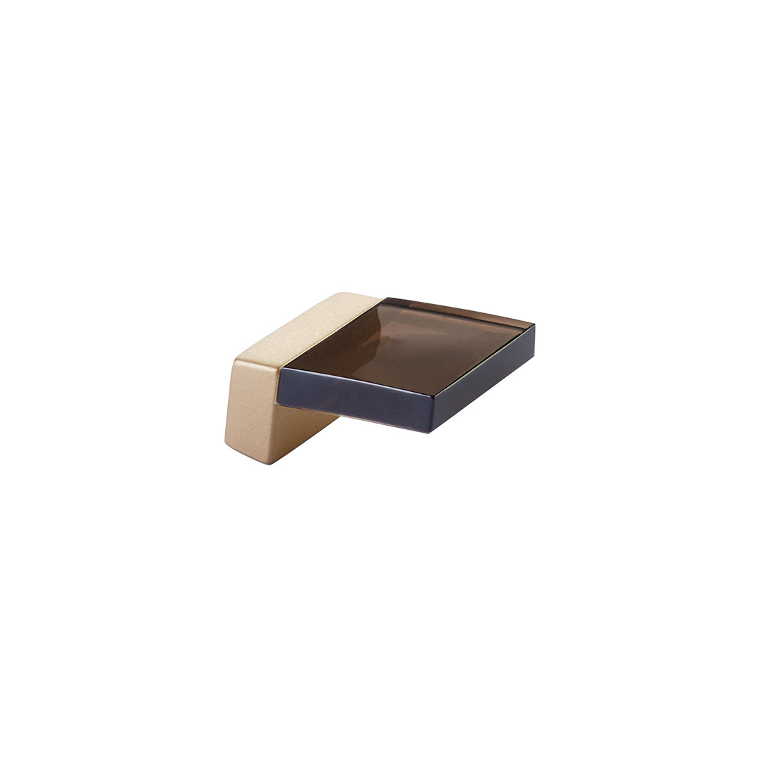 Schaub Positano 1/2" C-C Finger Pull in Signature Satin Brass with Smoke Glass