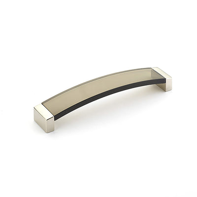 Schaub Positano 6-5/16" C-C Arched Pull in Satin Nickel with Smoke Glass
