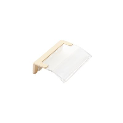 Schaub Positano 1-1/4" C-C Edge Pull in Signature Satin Brass with Clear Glass